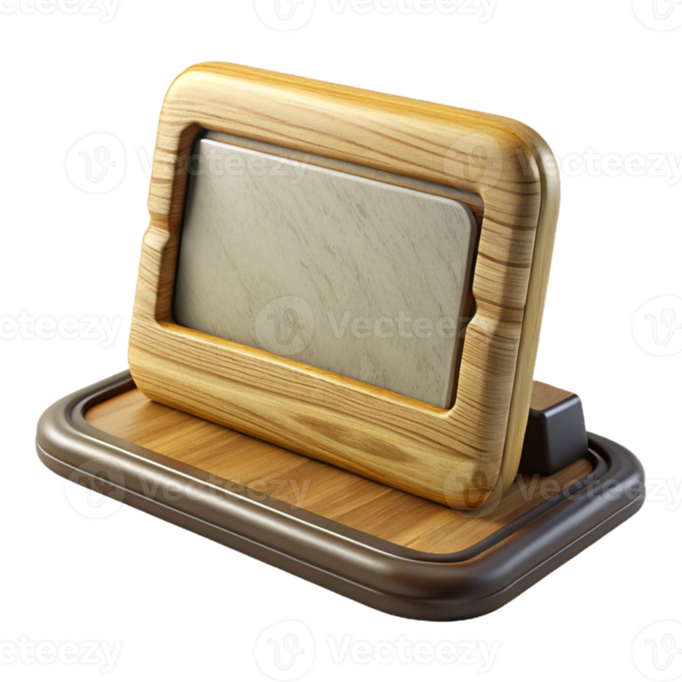 serene traditional Wooden Nameplate on Desk with Transparent Background genuine png