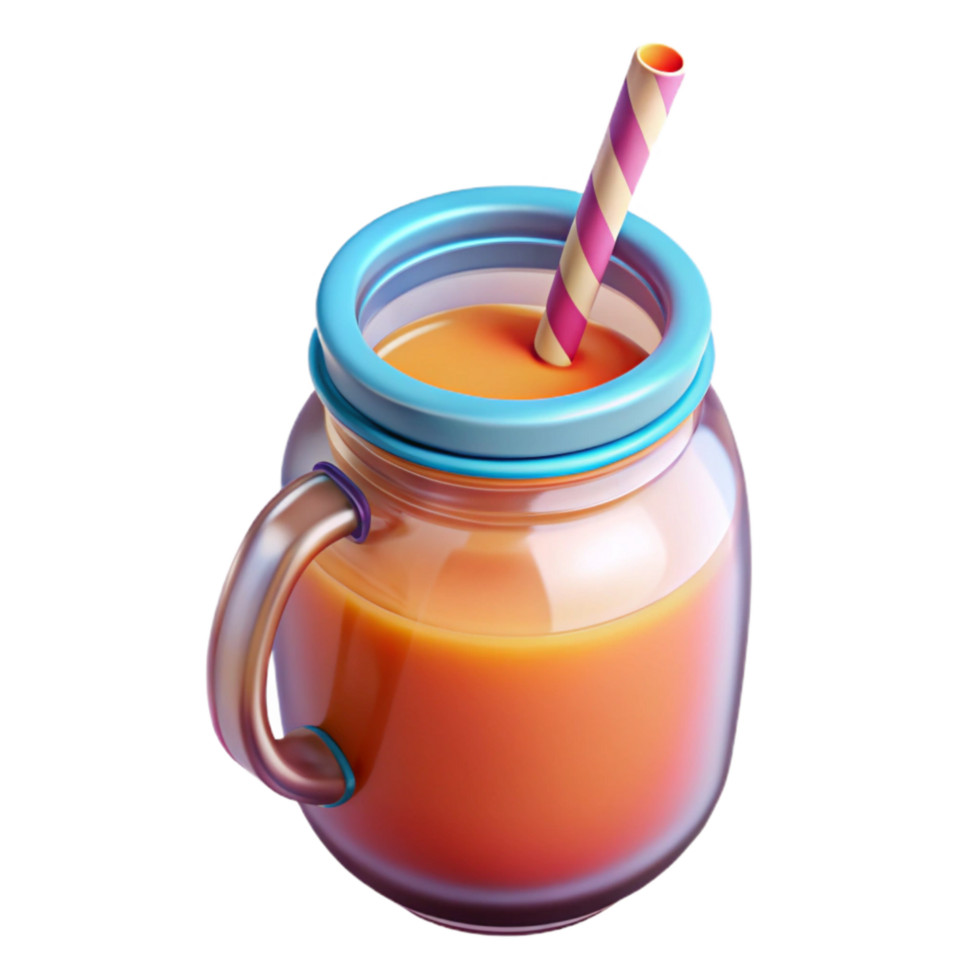 serene abstract Glass Jar Drinking Glass with Straw Summer Drink Isolated Element premium png
