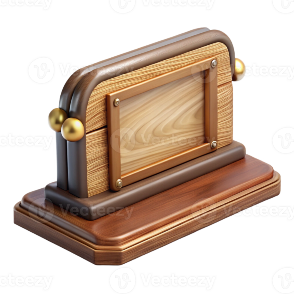 extraordinary contemporary Wooden Nameplate on Desk with Transparent Background png
