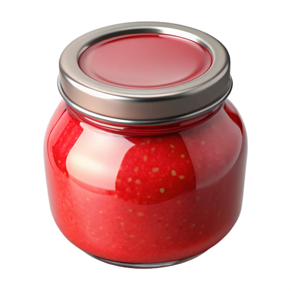 wonderful contemporary Glass Jar of Homemade Jam Bright Red Transparent Background professional png