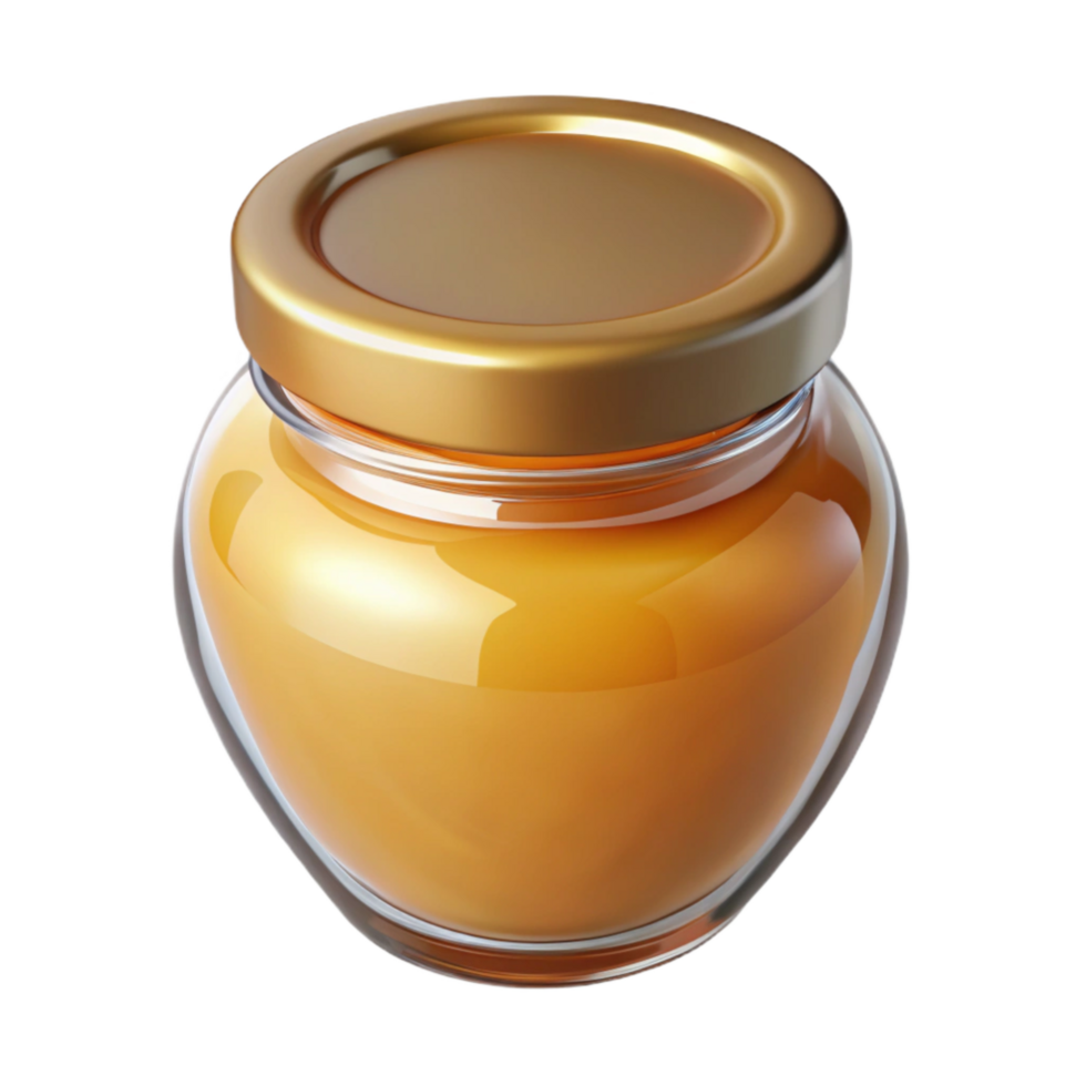 magnificent classic Glass Jar of Honey with Wooden Dipper Transparent Background exclusive png