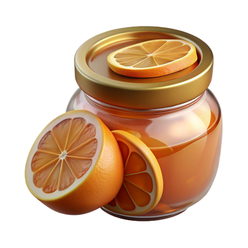 Glass Jar of Marmalade with Orange Slices Isolated png