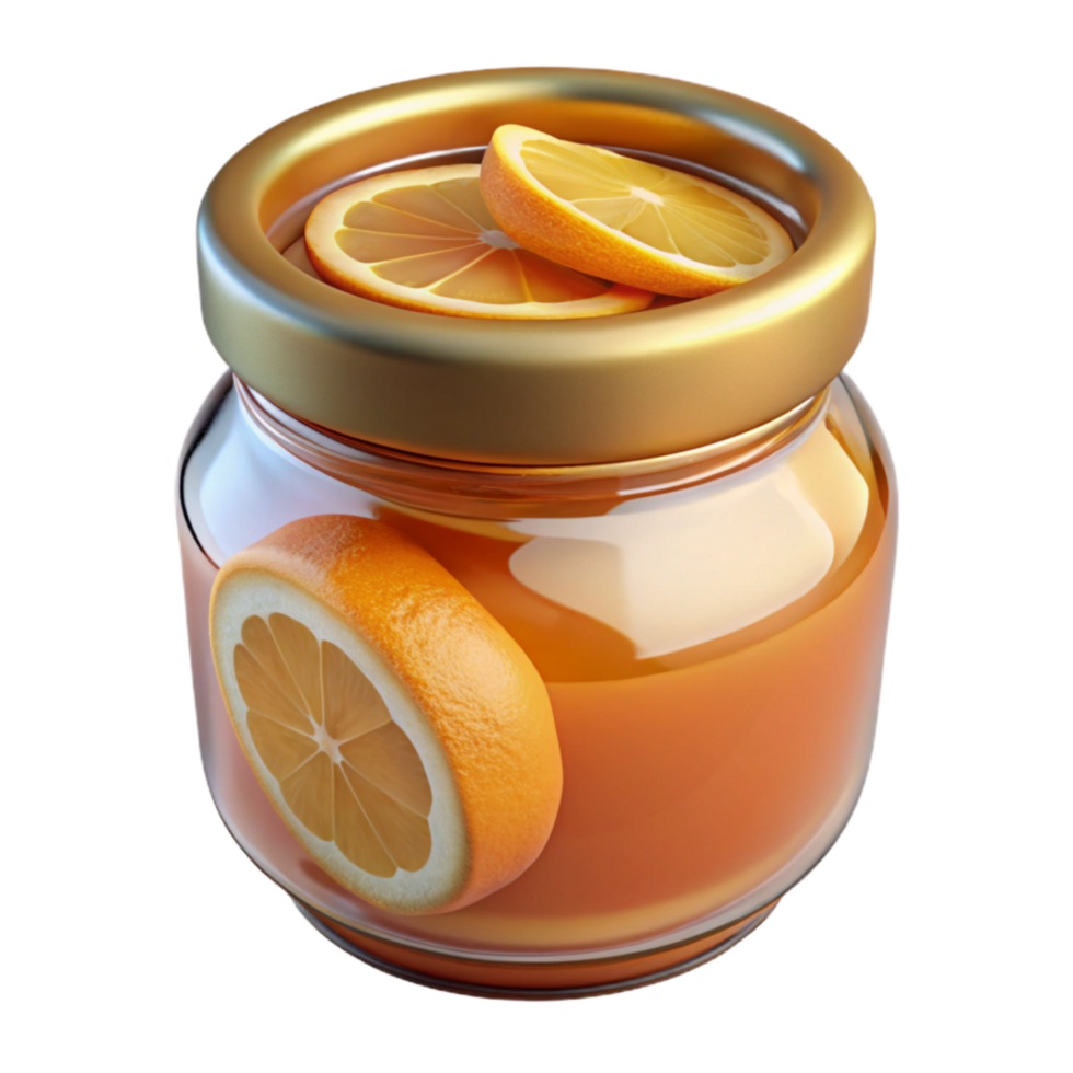 stunning minimalist Glass Jar of Marmalade with Orange Slices Isolated original png