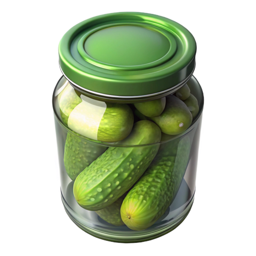 Glass Jar of Pickles with Dill Transparent Background png