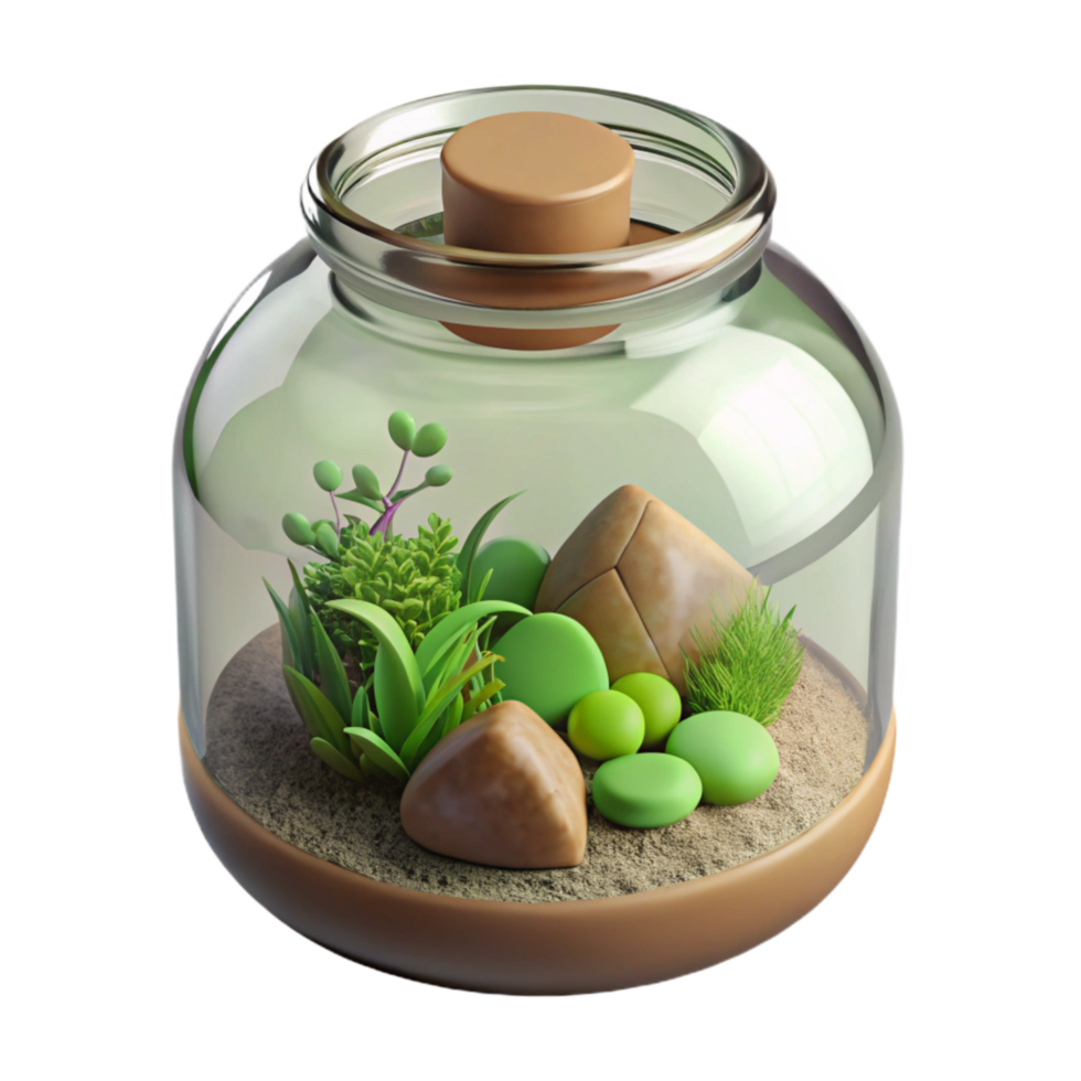 Glass Jar Terrarium Miniature Garden Isolated Element png