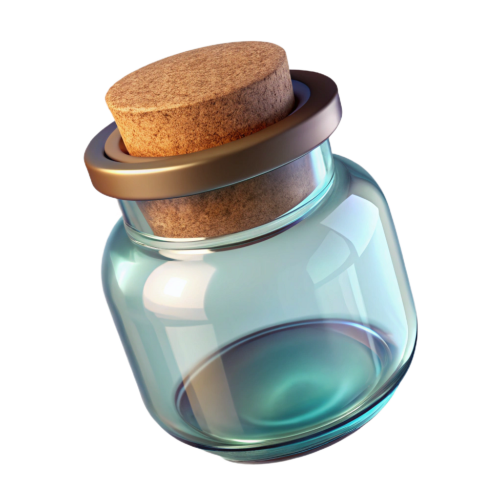 Glass Jar with Cork Lid Transparent Background Cutout png