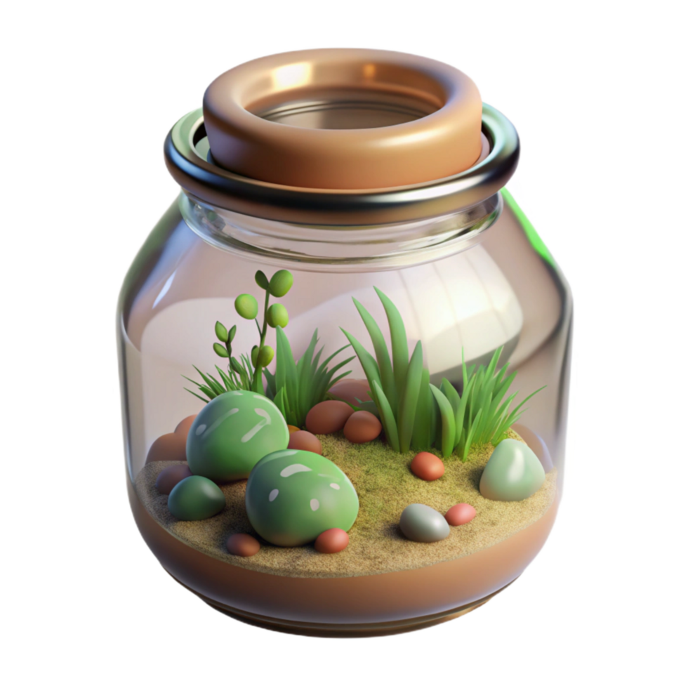 magnificent modern Glass Jar Terrarium Miniature Garden Isolated Element authentic png