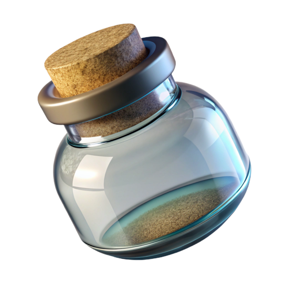 elegant modern Glass Jar with Cork Lid Transparent Background Cutout professional png