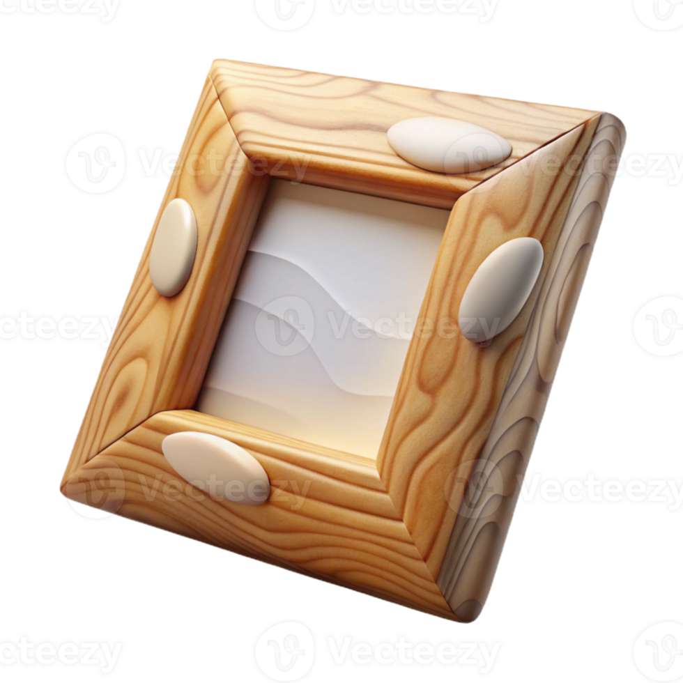 impressive creative Wooden Picture Frame with White Mat Transparent Background detailed png