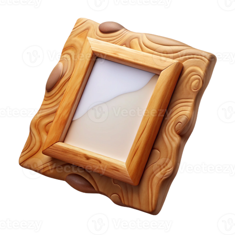 vibrant abstract Wooden Picture Frame with White Mat Transparent Background high resolution png