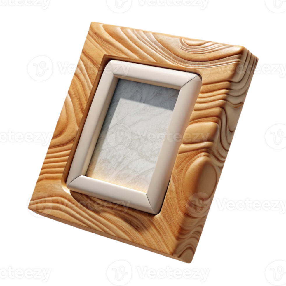 impressive minimalist Wooden Picture Frame with White Mat Transparent Background authentic png