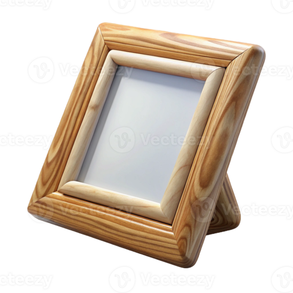 serene abstract Wooden Picture Frame with White Mat Transparent Background authentic png