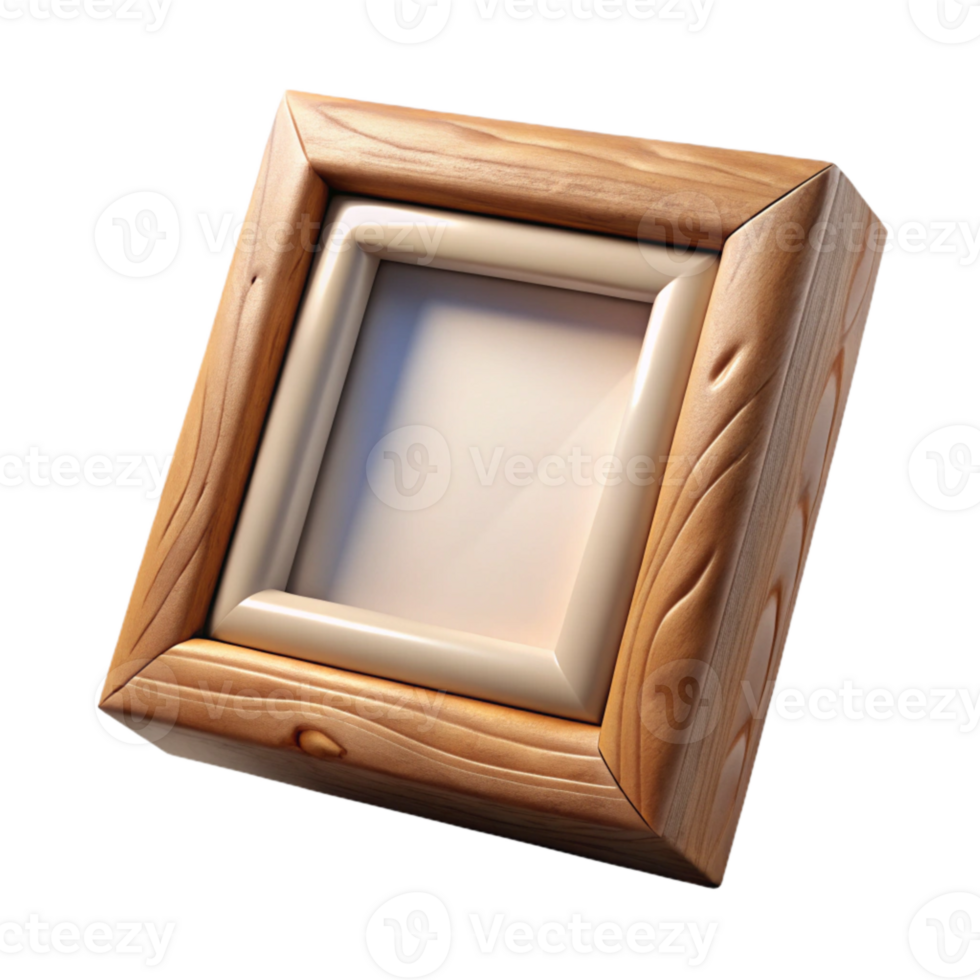 elegant rustic Wooden Picture Frame with White Mat Transparent Background png