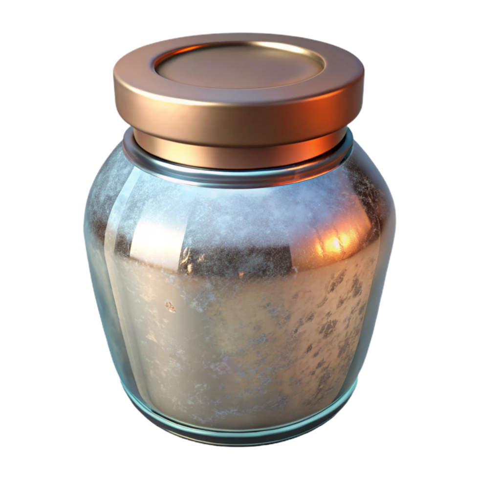 elegant rustic Glass Jar with Metal Lid Isolated Transparent Background original png