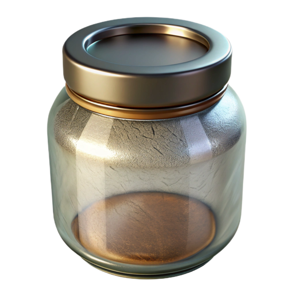 beautiful abstract Glass Jar with Metal Lid Isolated Transparent Background high resolution png
