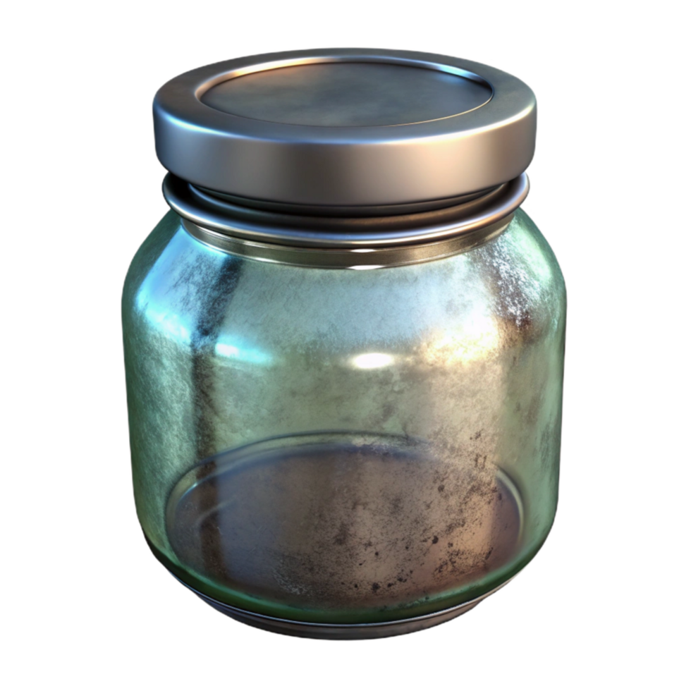 beautiful rustic Glass Jar with Metal Lid Isolated Transparent Background authentic png