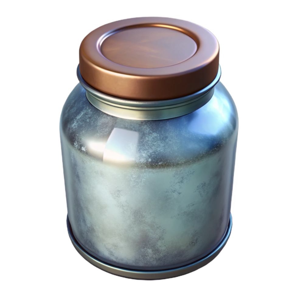 elegant artistic Glass Jar with Metal Lid Isolated Transparent Background high quality png