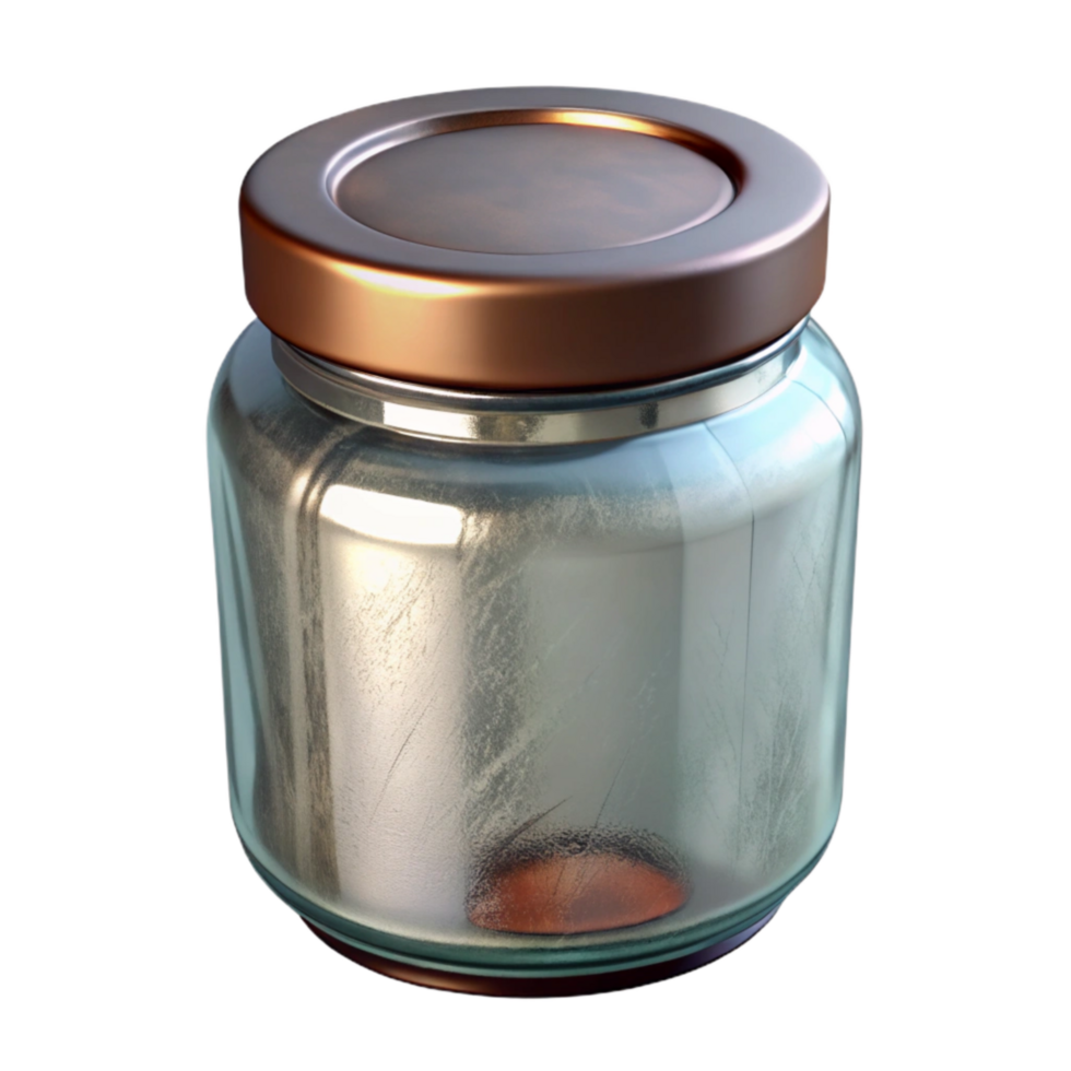beautiful abstract Glass Jar with Metal Lid Isolated Transparent Background detailed png