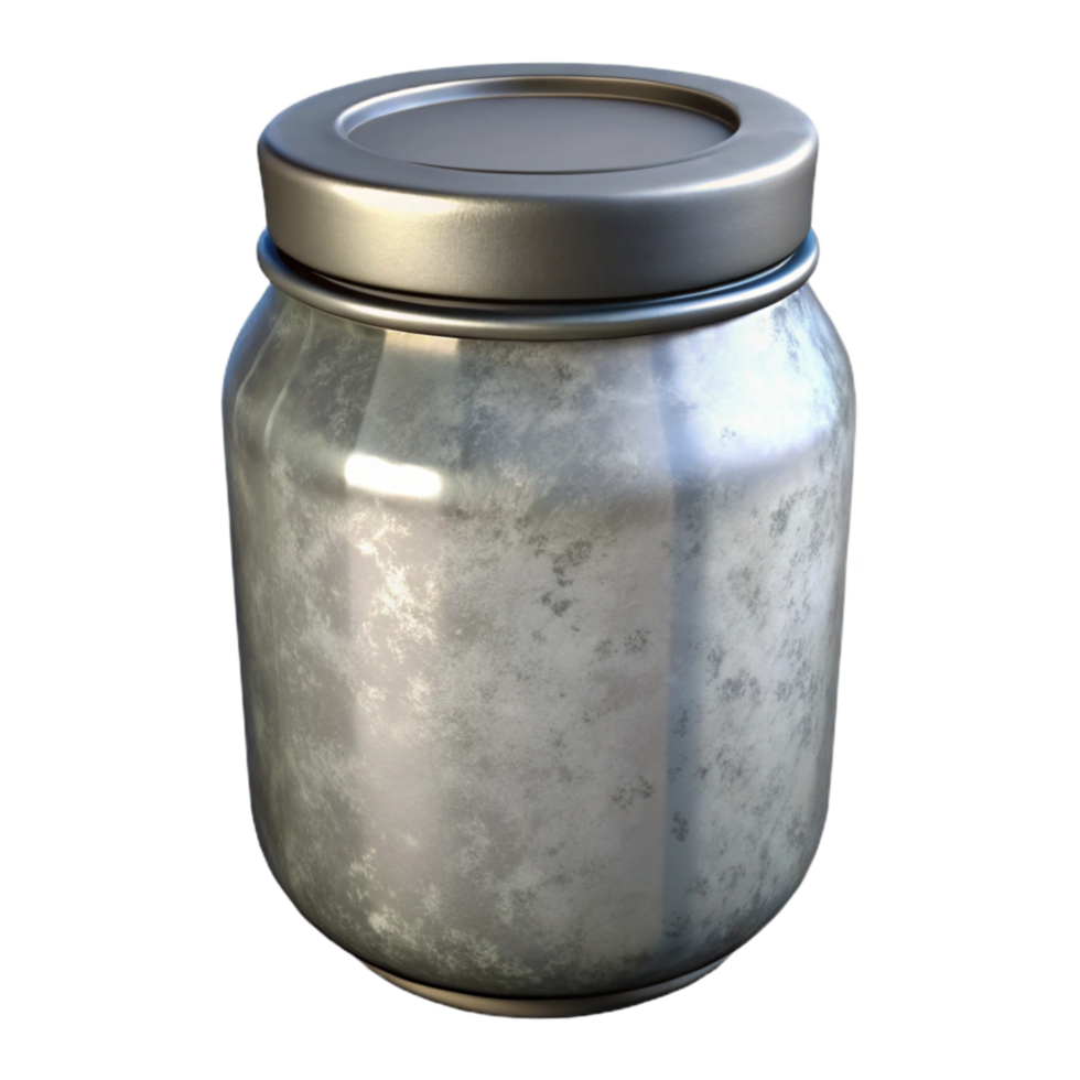 beautiful modern Glass Jar with Metal Lid Isolated Transparent Background exclusive png