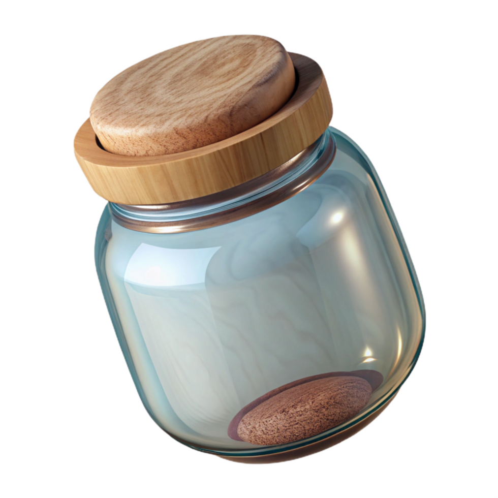 wonderful creative Glass Jar with Wooden Lid Isolated Transparent Background high resolution png
