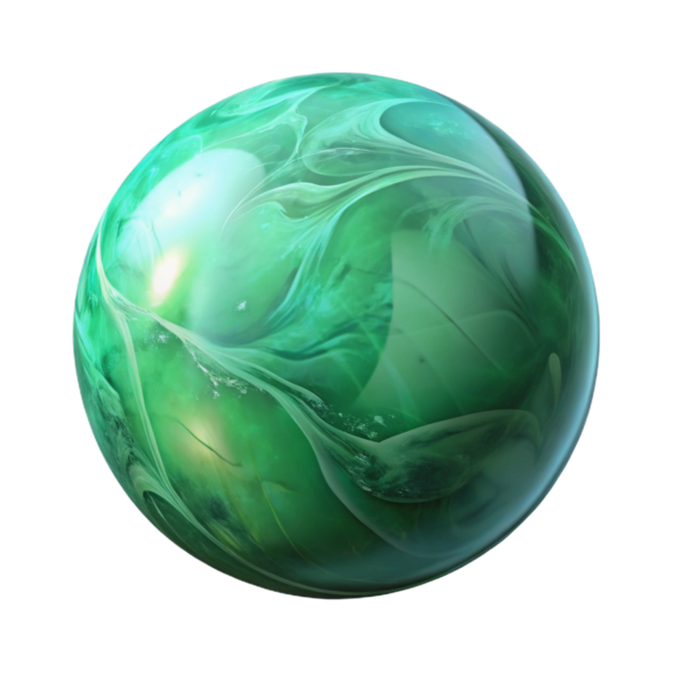 wonderful artistic Glass Marble Spherical Shape Isolated with Green Tint high quality png