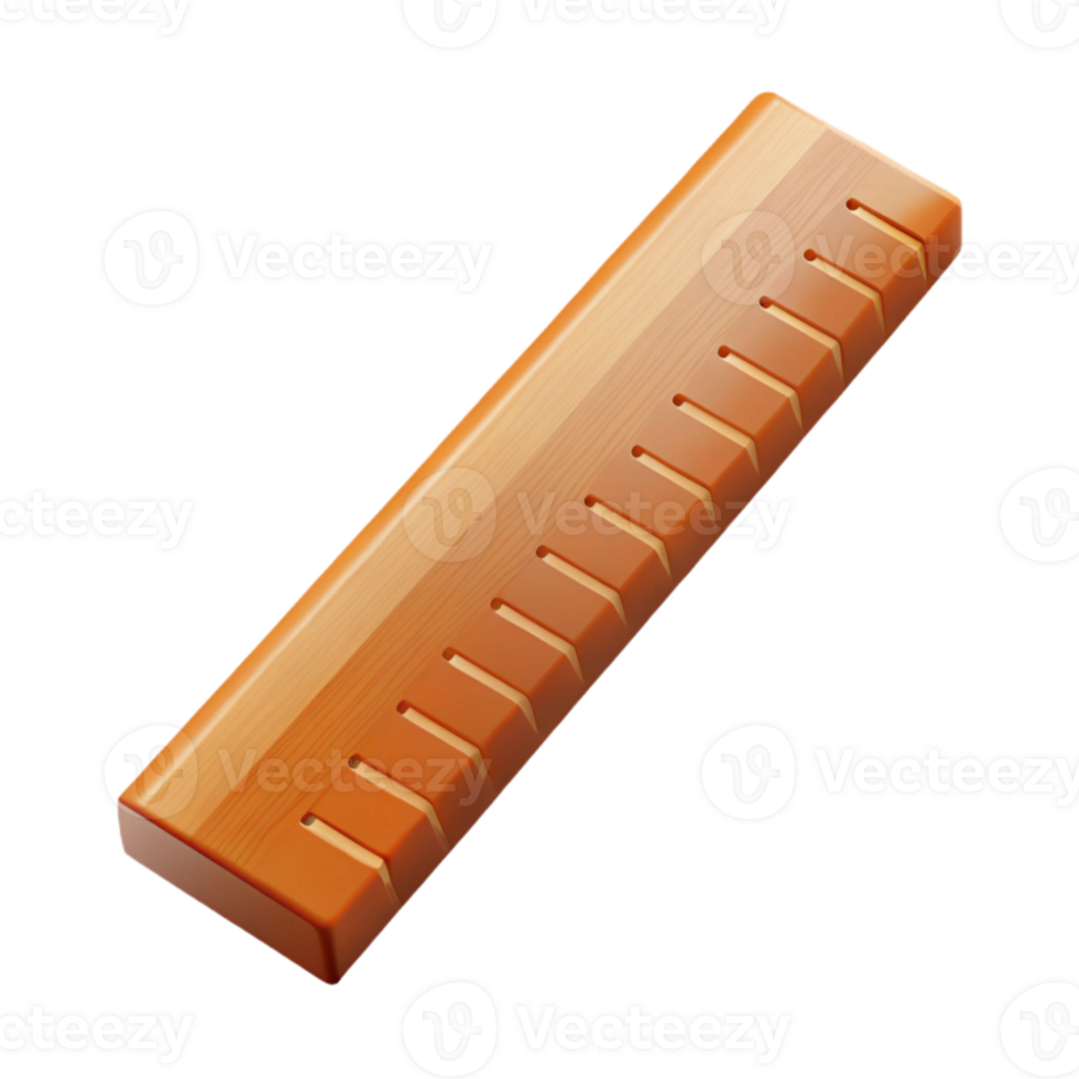 magnificent rustic Wooden Ruler Angled View Transparent Background authentic png