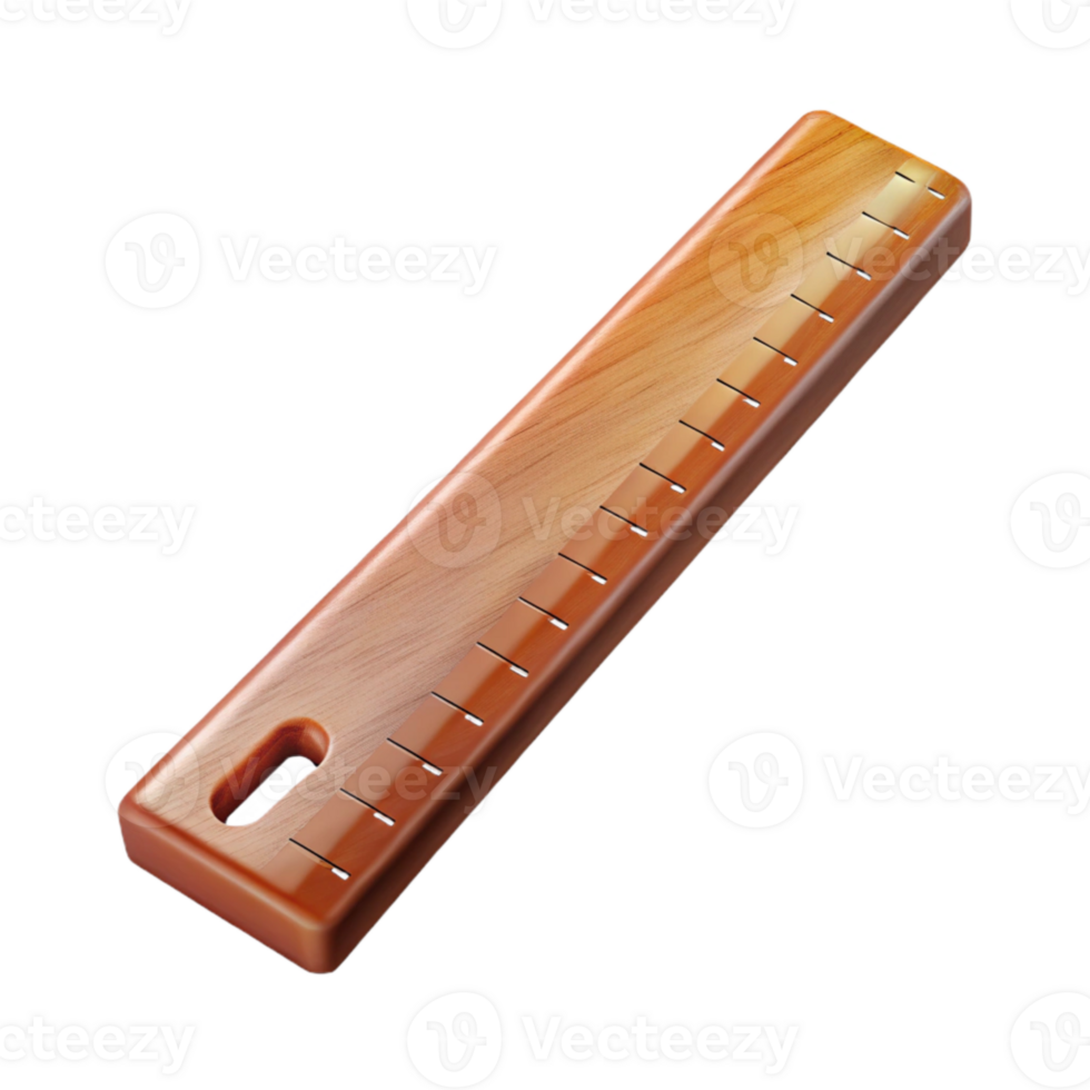 impressive abstract Wooden Ruler Side View Transparent Background high quality png
