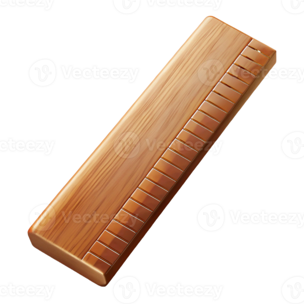 beautiful traditional Wooden Ruler Side View Transparent Background professional png