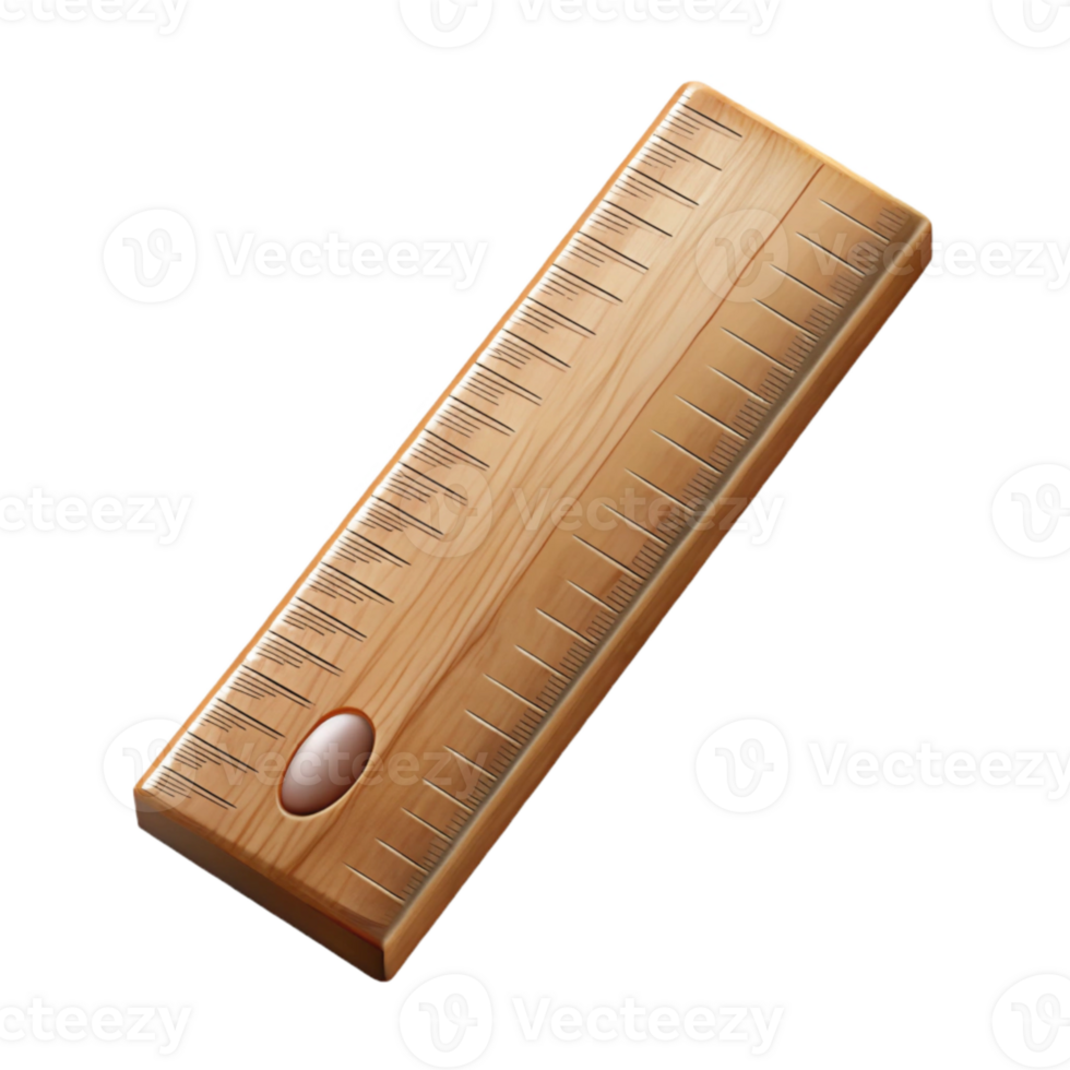 elegant minimalist Wooden Ruler Top View Transparent Background authentic png