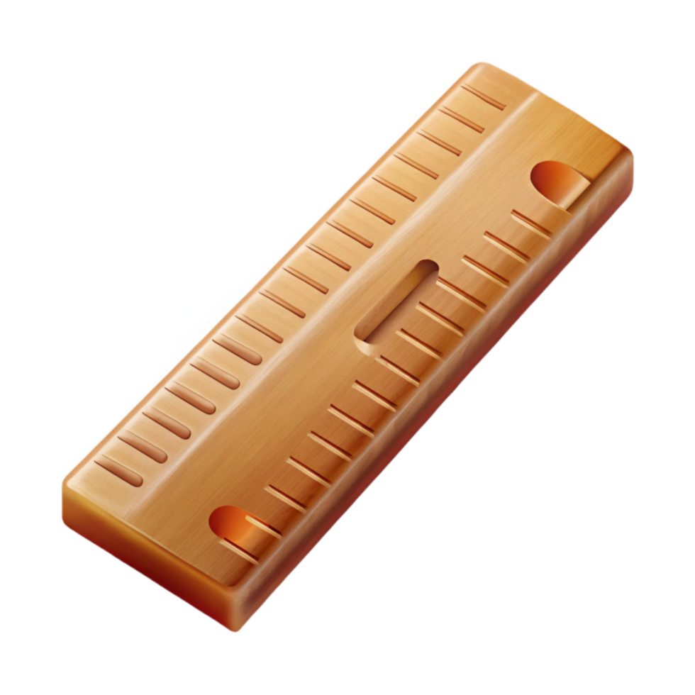 extraordinary traditional Wooden Ruler with Metric Measurements Transparent Background high quality png