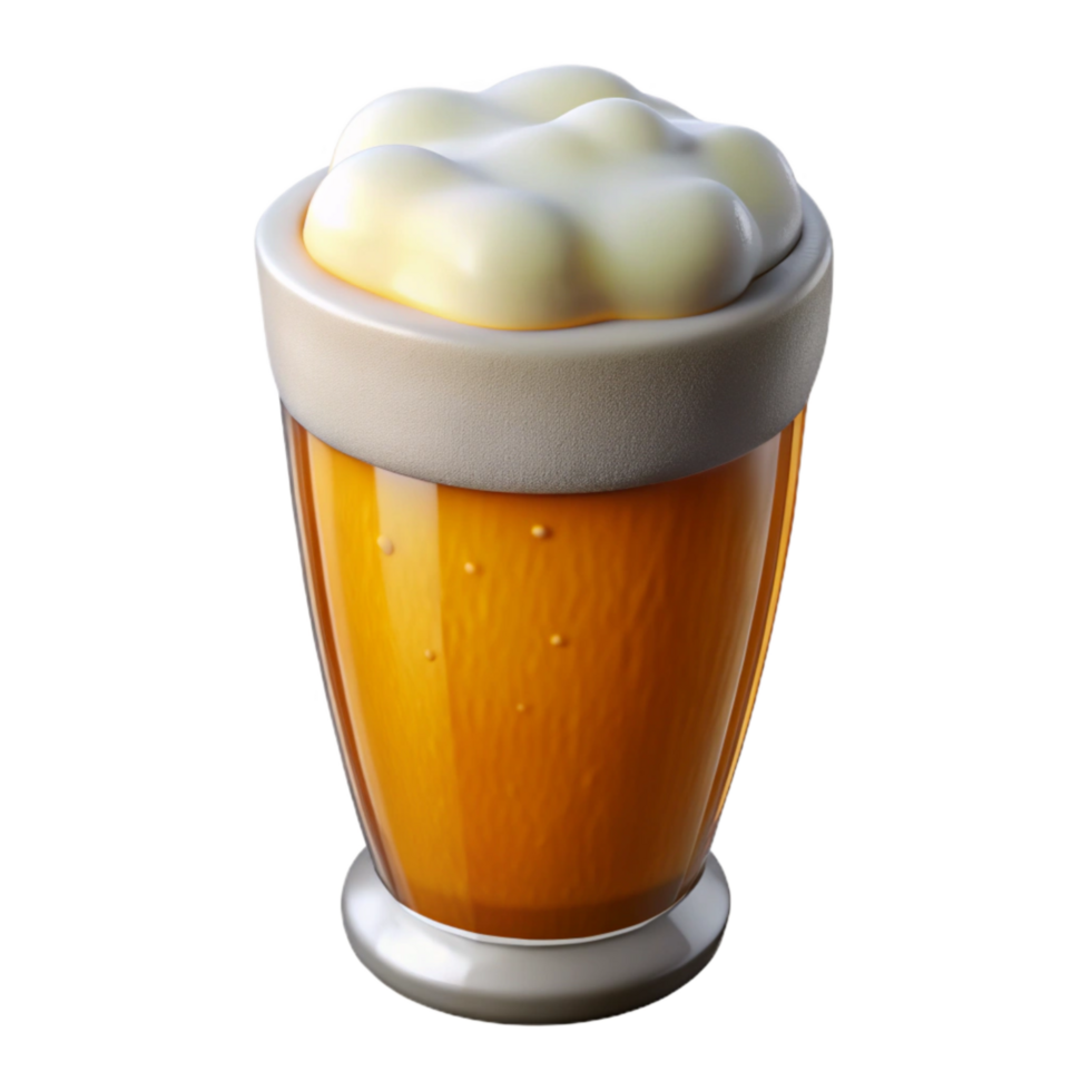 vibrant creative Glass of Lager Beer with Foam Cutout high quality png