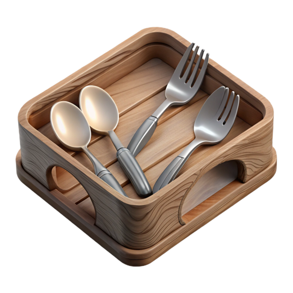 impressive abstract Wooden Serving Tray with Cutlery Cutout authentic png