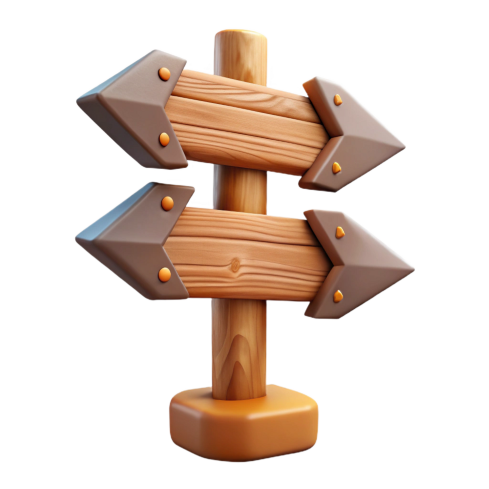 dramatic contemporary Wooden Signpost with Arrows Transparent Background professional png