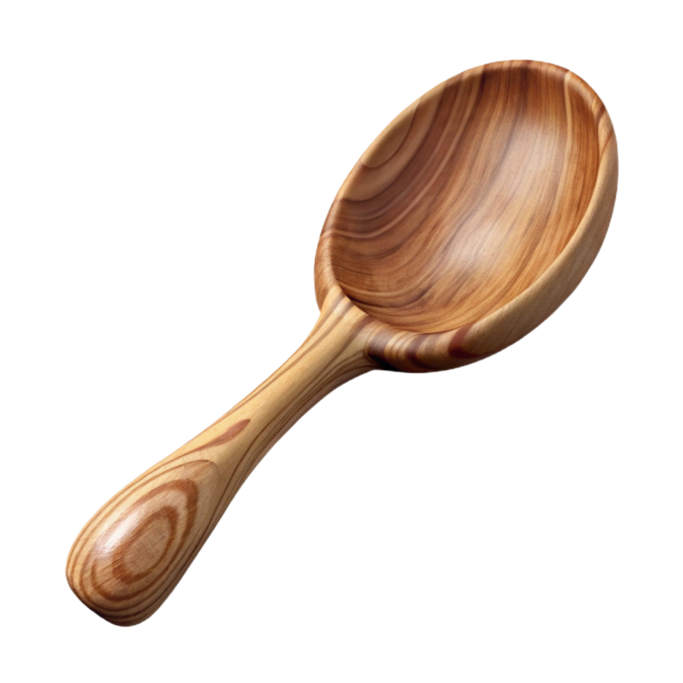 beautiful modern Wooden Spoon Front View Cutout Transparent Background premium png