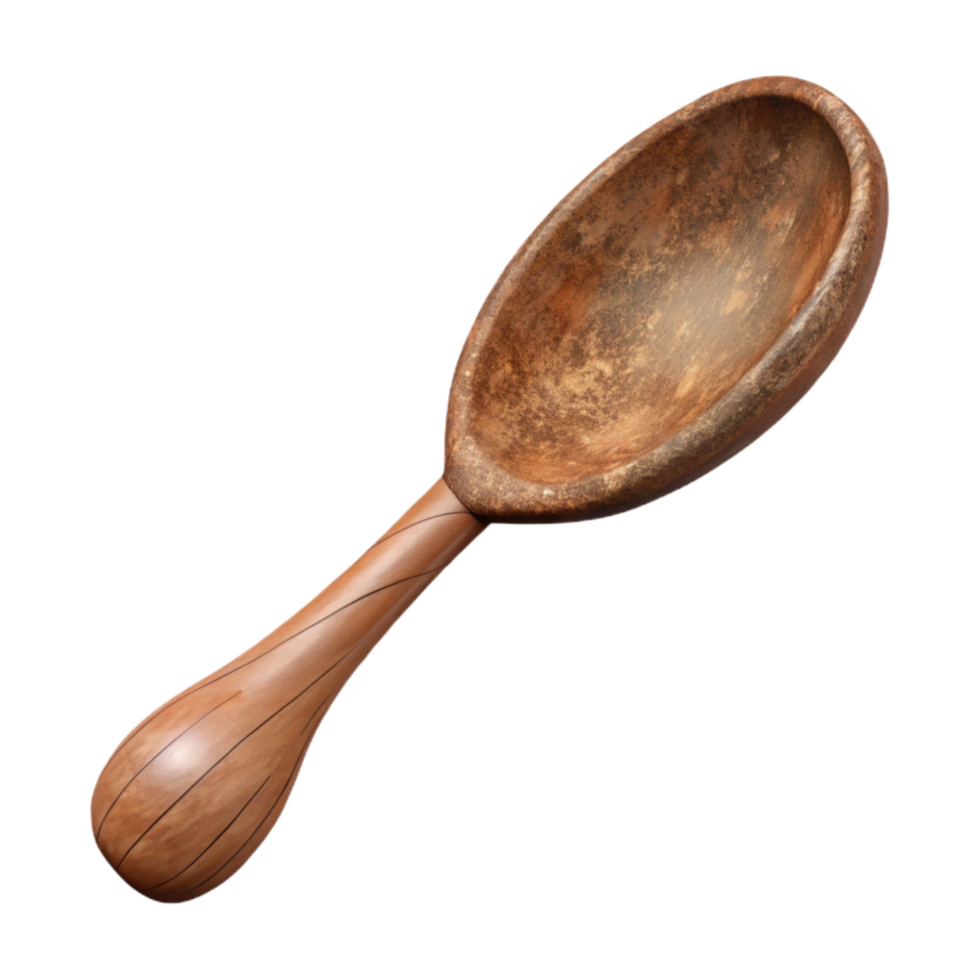 vibrant traditional Wooden Spoon Rustic Brown Texture Transparent Background premium png