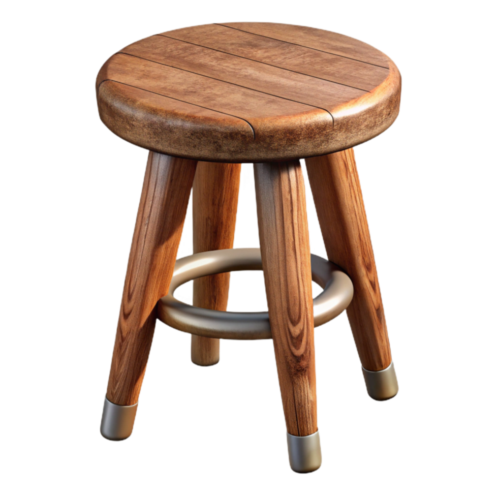 elegant rustic Wooden Stool with Metal Legs Cutout Element high resolution png
