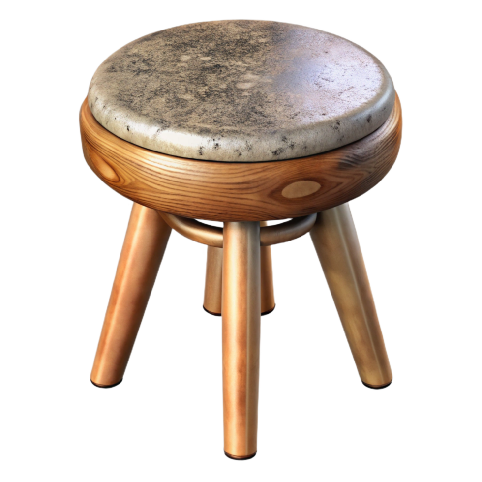 serene abstract Wooden Stool with Metal Legs Cutout Element genuine png