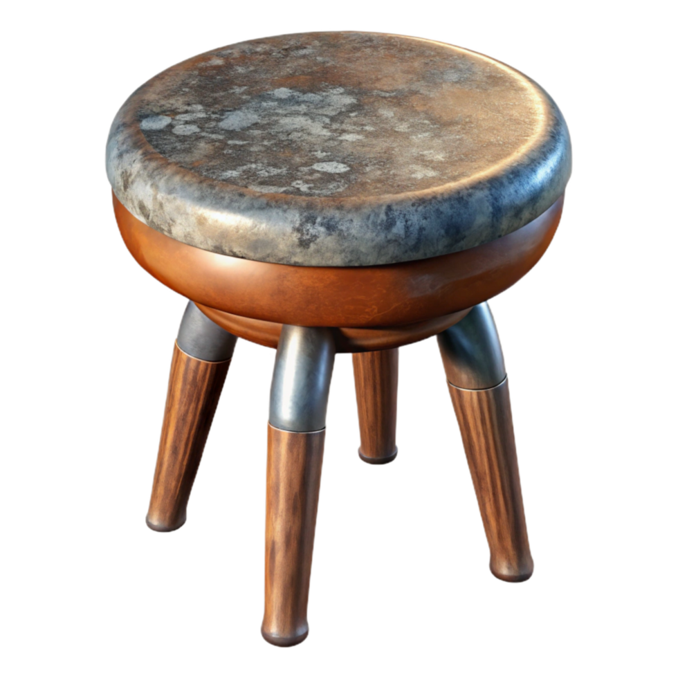 dramatic minimalist Wooden Stool with Metal Legs Cutout Element high resolution png