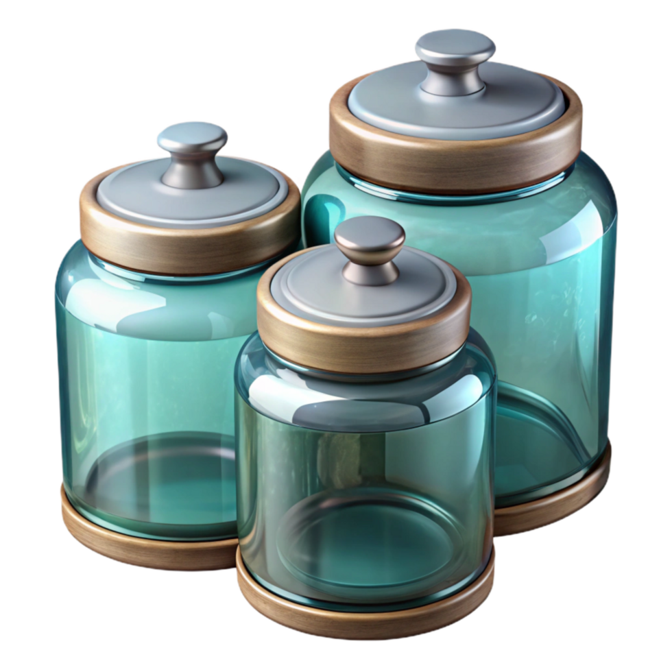 beautiful classic Glass Storage Container Set Transparent Background Cutout detailed png
