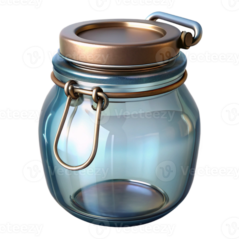 impressive rustic Glass Storage Jar with Metal Clamp Lid Transparent Background original png