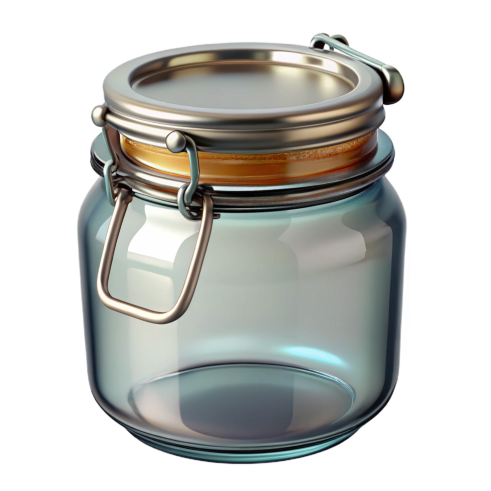 stunning minimalist Glass Storage Jar with Metal Clamp Lid Transparent Background genuine png