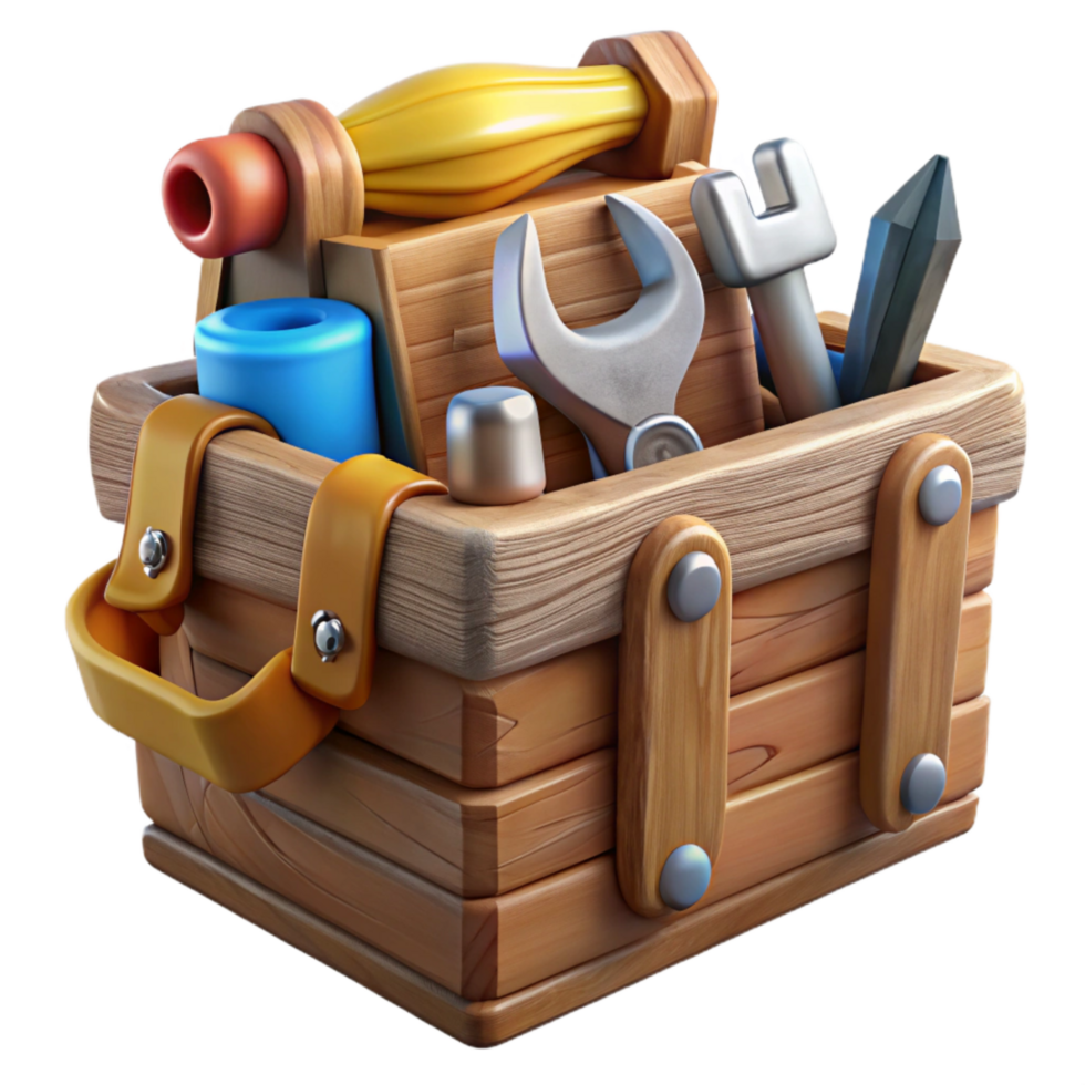 stunning rustic Wooden Toolbox with Tools Isolated Element genuine png