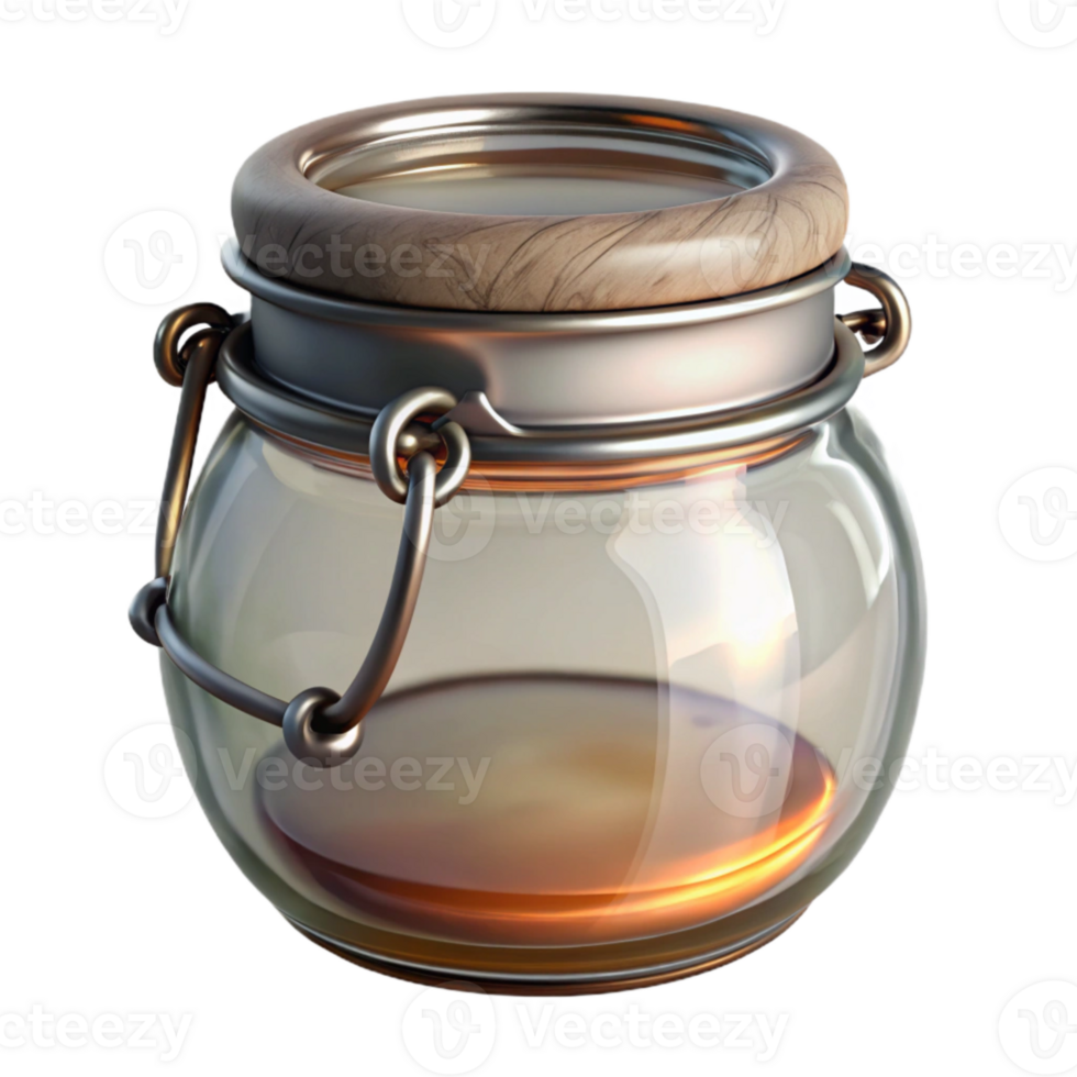 extraordinary rustic Glass Storage Jar with Metal Clamp Lid Transparent Background original png