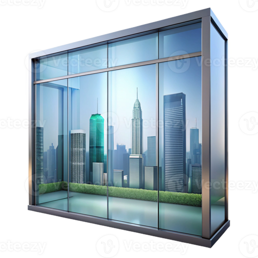 beautiful rustic Glass Wall with City View Transparent high resolution png