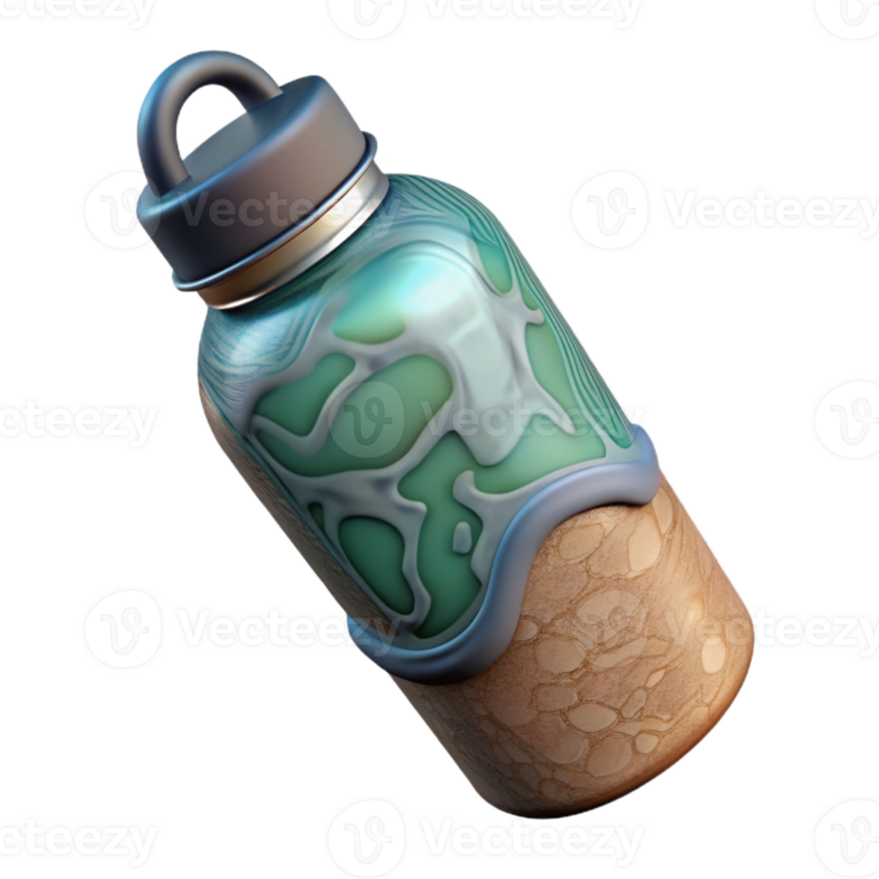 serene minimalist Glass Water Bottle with Bamboo Lid Transparent Background genuine png