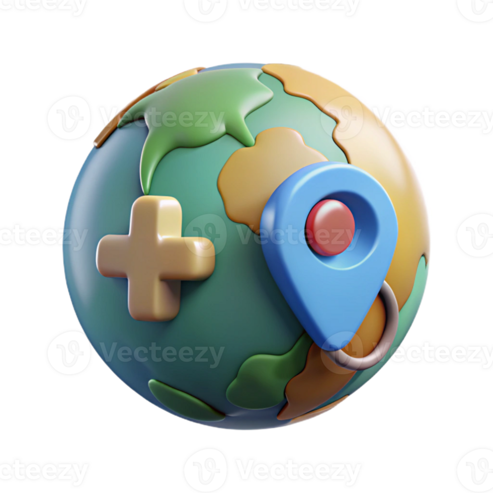 extraordinary modern Global Health Icon with World Map Transparent genuine png