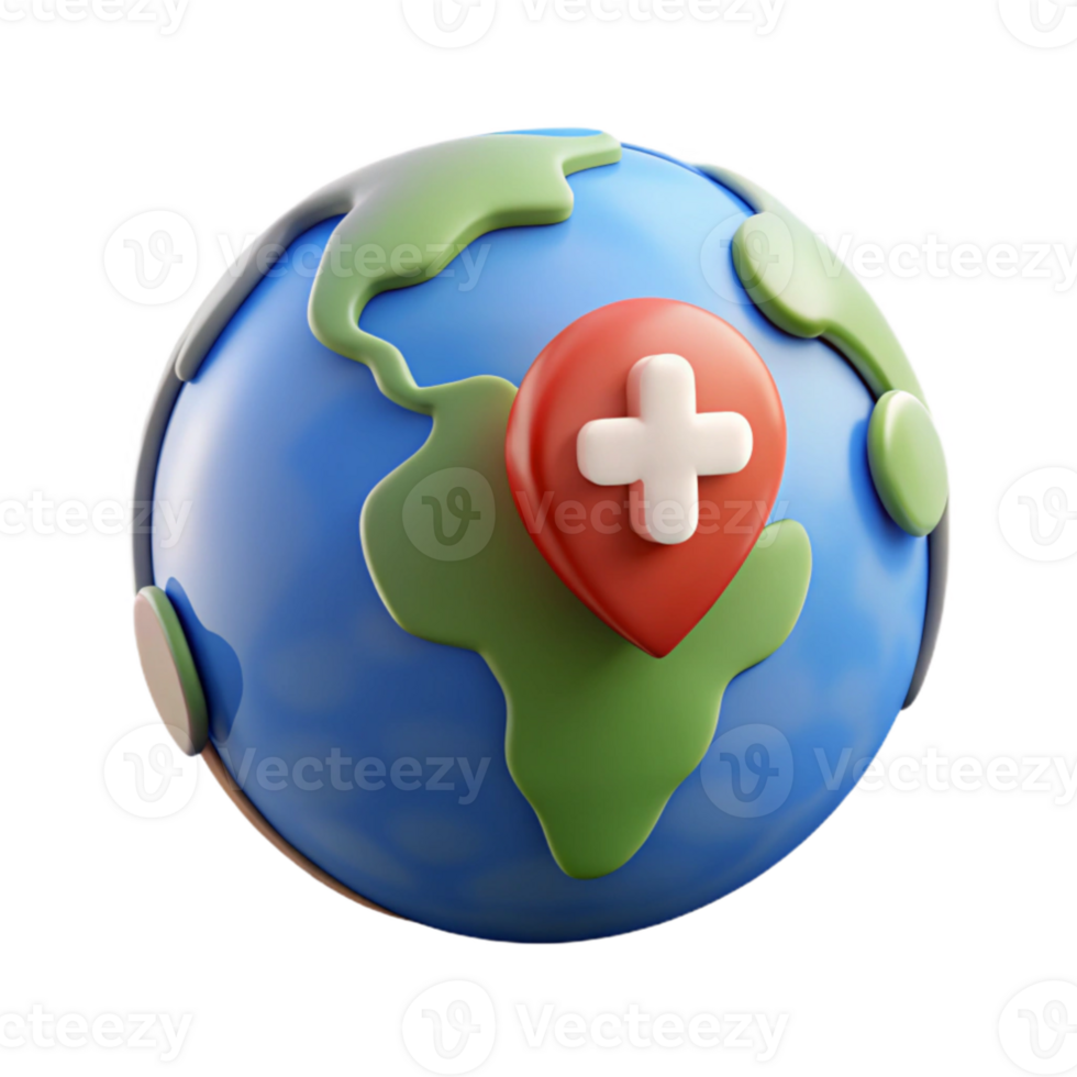 serene artistic Global Health Icon with World Map Transparent high quality png