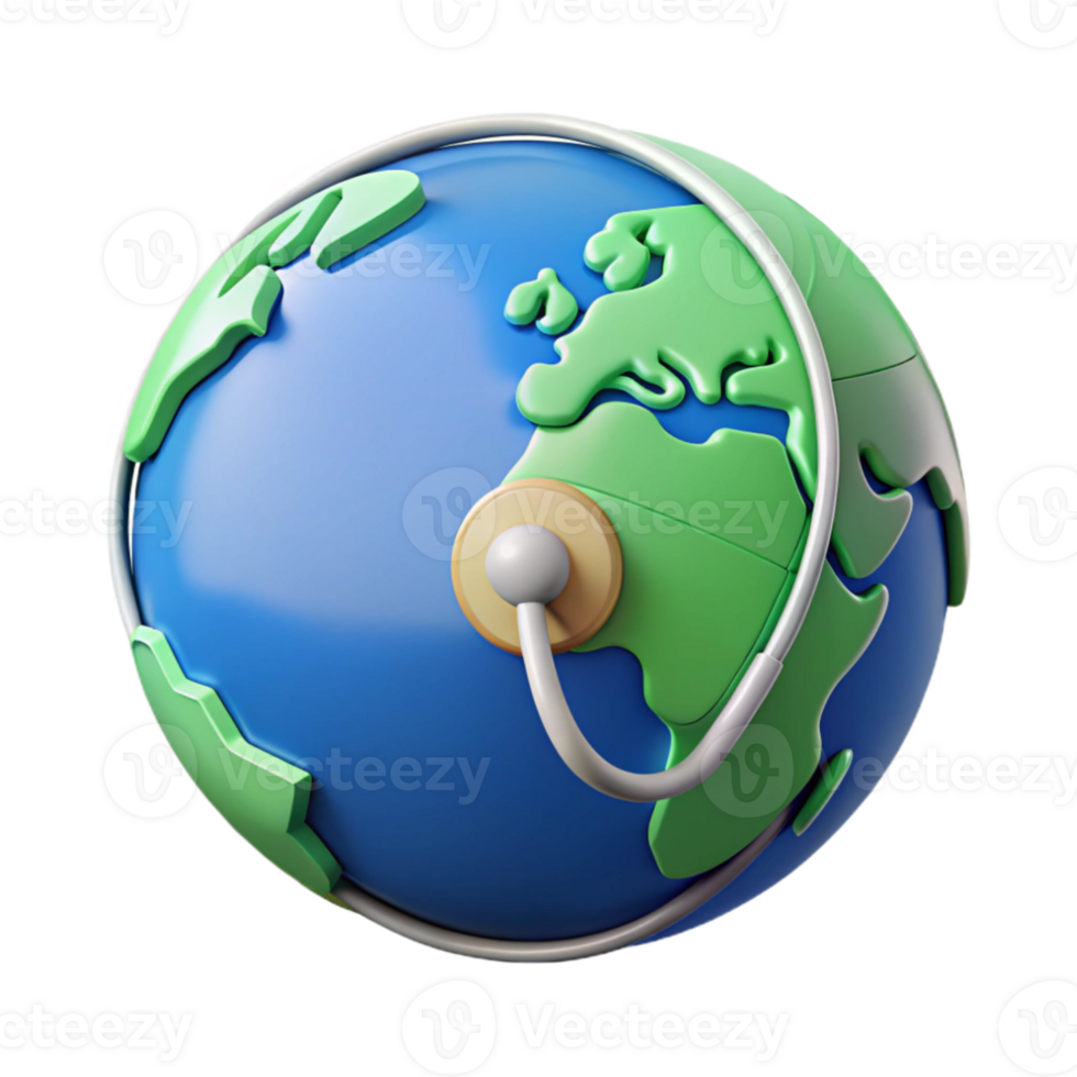 Global Health Icon with World Map Transparent png