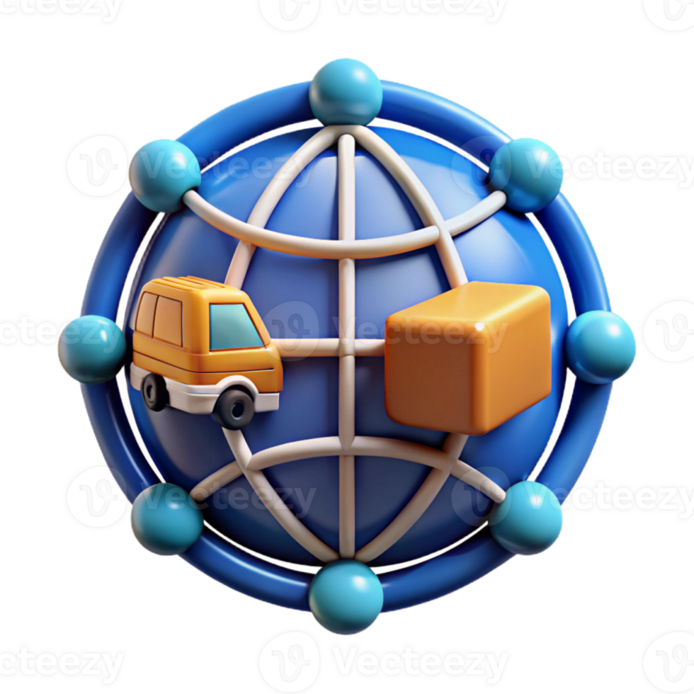 vibrant artistic Global Logistics Network Icon Cutout authentic png