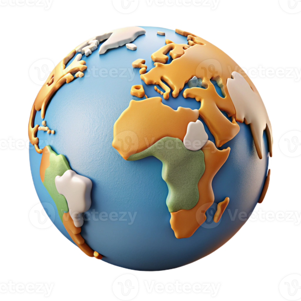 dramatic traditional Global Map with Highlighted Continents Cutout Element high quality png